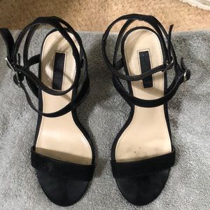 Black double ankle strap heel